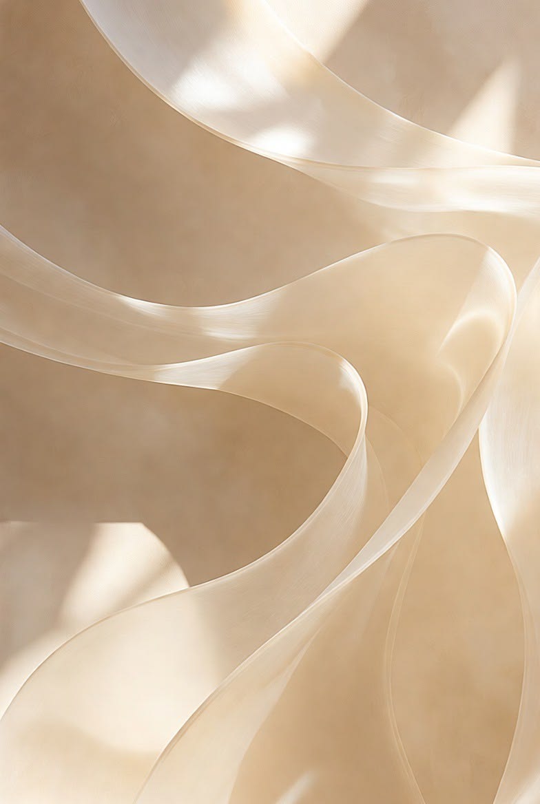 Cream ribbon in soft light