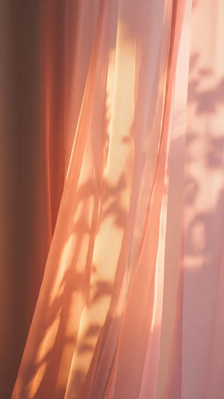 Peach light through curtains